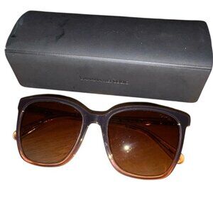 Banana Republic Womens Polarized Square Sunglasses BR 2003/S DQ2LA Black Amber